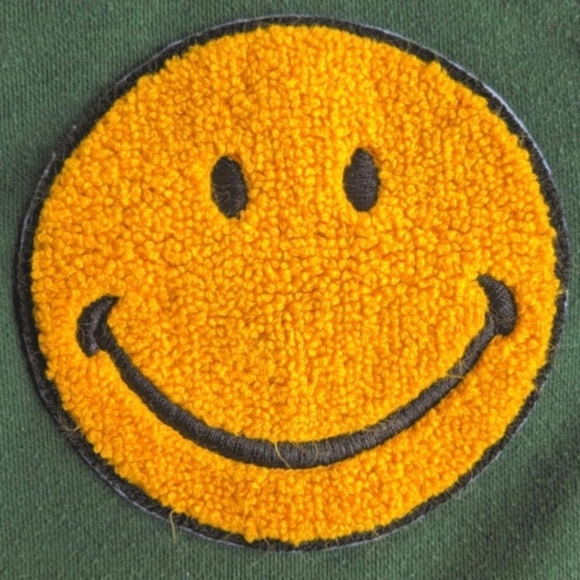 Altar’d State Happy Face Terry Crewneck Sweatshirt Green Retro Y2K Sz S - Picture 6 of 13